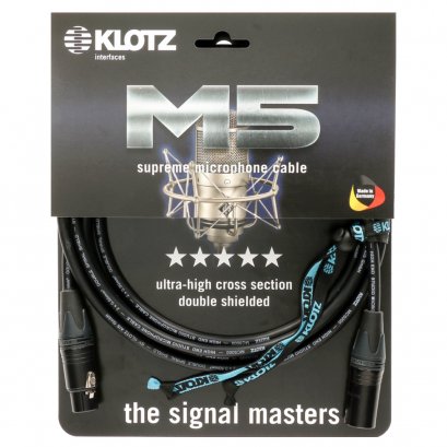 Klotz Cable M5 Supreme Microphone Cable With Unique Design, Double Bare Copper Spiral Shield And Neutrik XLR 6m