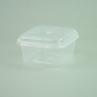กล่องอาหาร PP กล่องสี่เหลี่ยม 450ml SQ450 ขนาด  11.9x11.9x6 cm.
