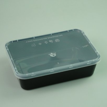 กล่องอาหาร PP สีดำ ฝาใส 650 ml. ขนาด 17x12x4.5 cm.