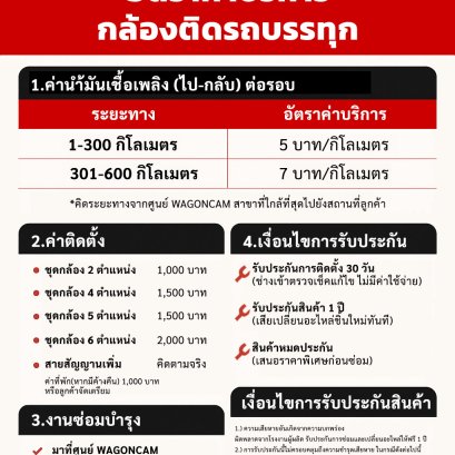 อัตราค่าบริการ WAGONCAM กล้องติดรถบรรทุก