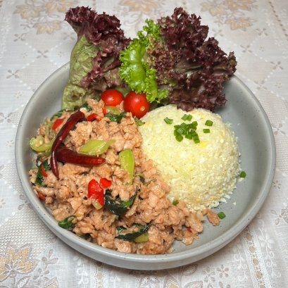 Plant Based Minced Pork stir-fried with holy basil