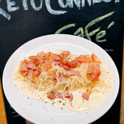 Keto Spaghetti Carbonara in Bangkok