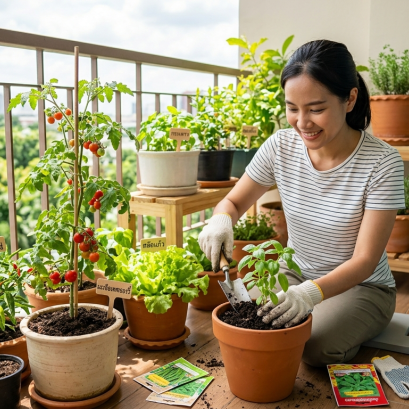 วิธีปลูกผักสวนครัวในกระถาง สำหรับมือใหม่ ทำได้ง่ายๆ ที่บ้าน