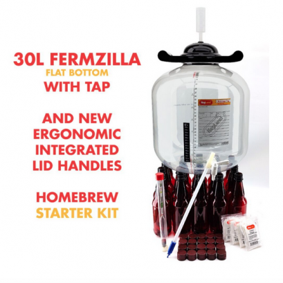 ถังหมัก FermZilla Flat Bottom with Tap - 30L Fermenter Home Brew Beginners Starter Kit with 500mL Bottles