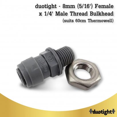 duotight - 8mm (5/16') Female x 1/4' Male Thread Bulkhead (suits 60cm Thermowell)