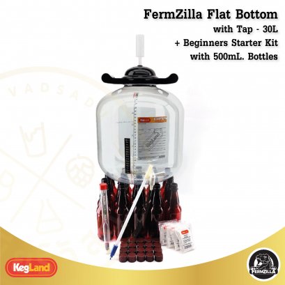 ถังหมัก FermZilla Flat Bottom with Tap - 30L Fermenter Home Brew Beginners Starter Kit with 500mL Bottles