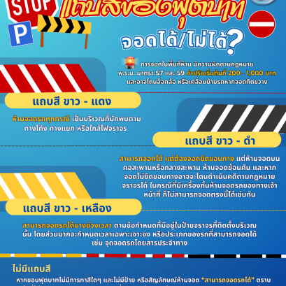 แถบสีของฟุตบาทบอกถึงอะไร จอดได้/ไม่ได้