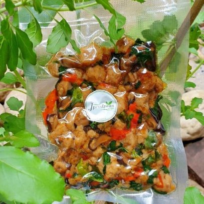 กระเพราหมูสับเจ (Vegan100%) 200กรัม HM JPP อาหารเจ อาหารมังสวิรัติ อาหารโฮมเมด