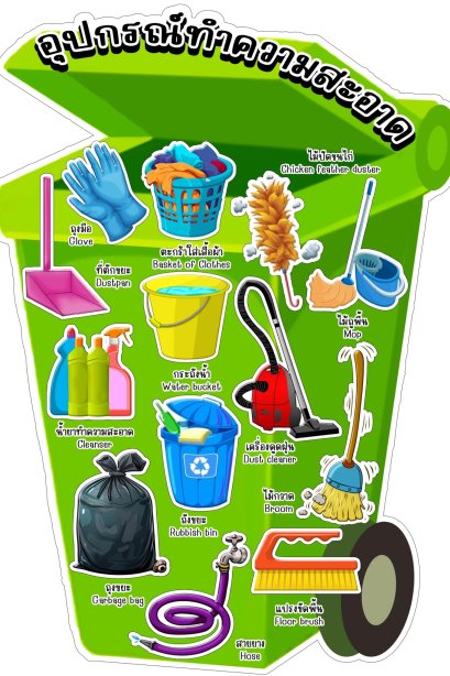 สื่อติดแปะ อุปกรณ์ทำความสะอาด/วรา