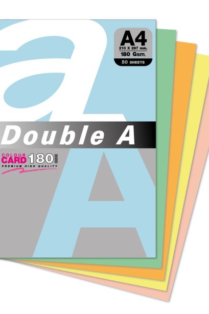 กระดาษการ์ดสี Double A 180g 50แผ่น คละสี