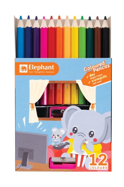 สีไม้ ตราช้าง 12 สี แท่งสั้น