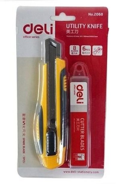 คัตเตอร์ Deli No.E2068+ใบมีด ขนาด 18 มม