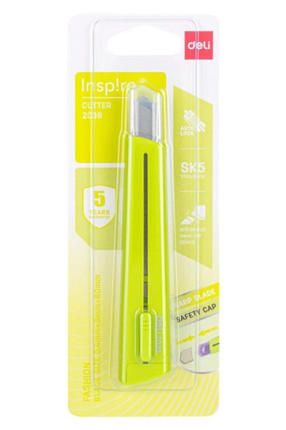 คัตเตอร์ Deli No.2038 ขนาด 9 มม.สีเขียว