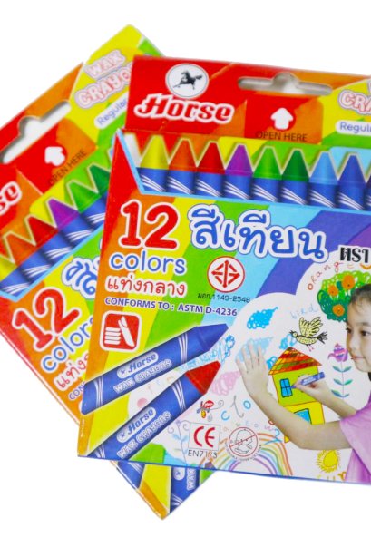 สีเทียน ตราม้า 12 colors แท่งกลาง