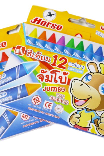 Horse สีเทียน 12 colors jumbo wax crayons