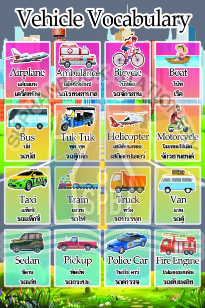 สื่อ A3 Vehicle Vocabulary/วรา