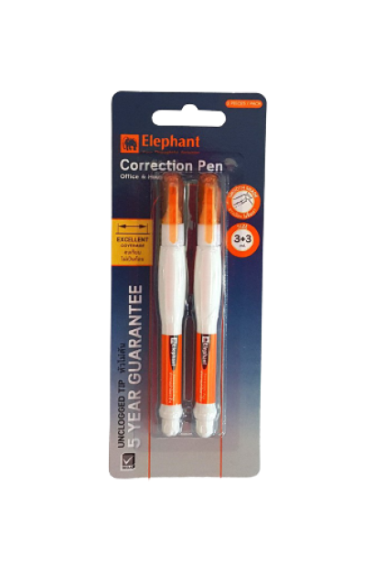ปากกาลบคำผิด ตราช้าง 3+3 มล. สีส้ม