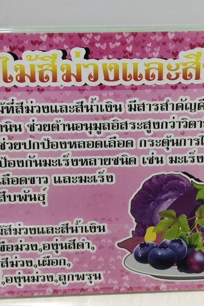 งานสื่อ A3 ผักผลไม้สีม่วงสีน้ำเงิน