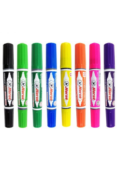 ปากกาเคมี 2 หัวตราม้า คละสี