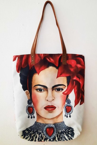 กระเป๋าผ้าพิมพ์ลาย Frida / กระเป๋าผ้าแคนวาส / กระเป๋าผ้าฟรีด้า / จัดส่งฟรี