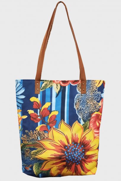 Colorful Floral Canvas Tote Bag