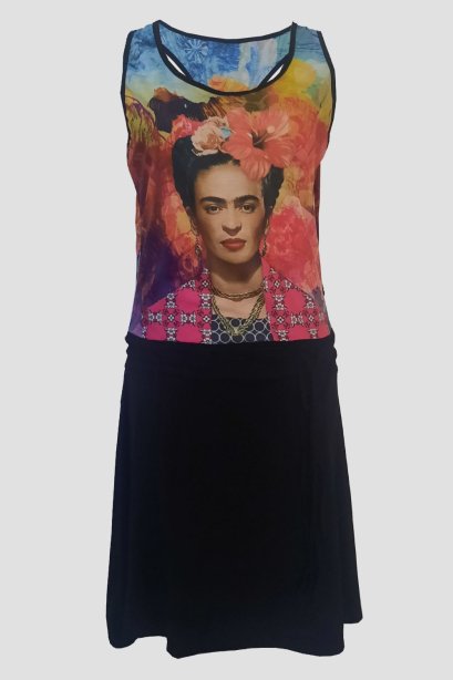 เดรสแขนกุดพิมพ์ลาย Frida