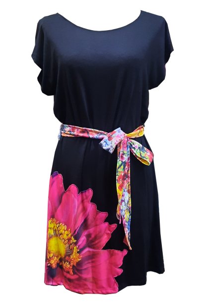 Rayon Floral Black Dress
