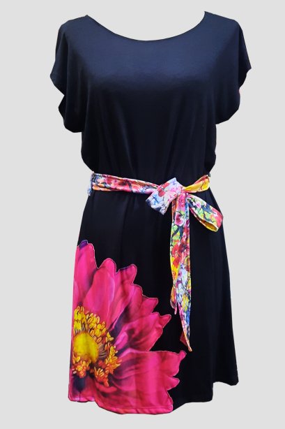 Rayon Floral Black Dress