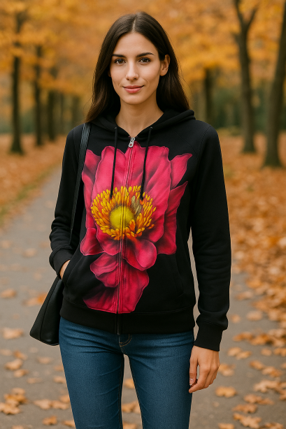 Floral Patch Winter Hooded Jacket