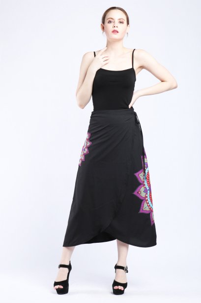 Wrap Skirt with Mandala Patch