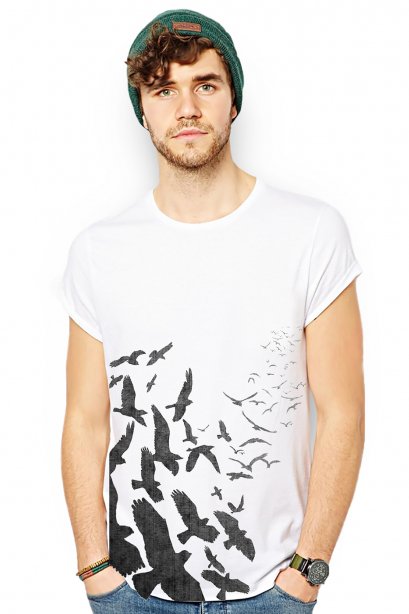 Men's Tee, Funny Print, Men's T-shirt, Birds Print tess