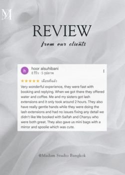 Customer review lash extensions at Madam Studio Bangkok Customer review lash extensions at Madam Studio Bangkok