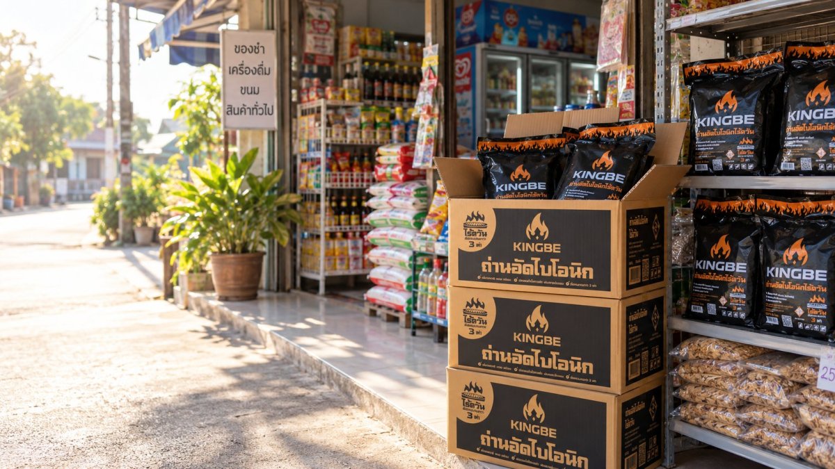 ลังถ่าน KINGBE วางหน้าร้านชำ พร้อมขายหน้าร้าน