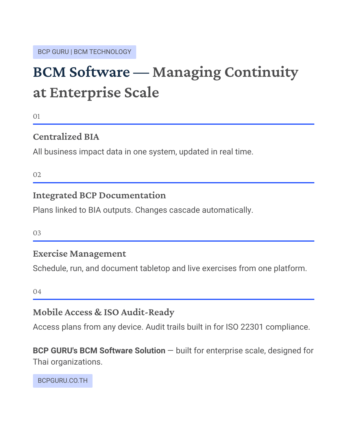 BCM Software Solution — บริหาร Business Continuity ระดับ Enterprise ...