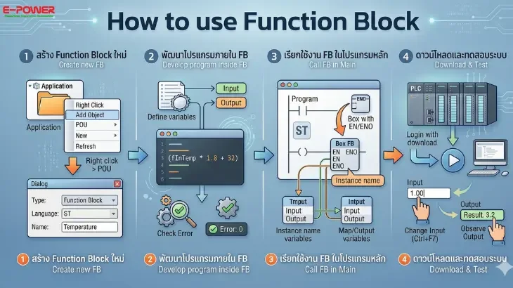 Function Block Editor Rnd Block CODESYS คู่มือการใช้งาน Function Block เบื้องต้น