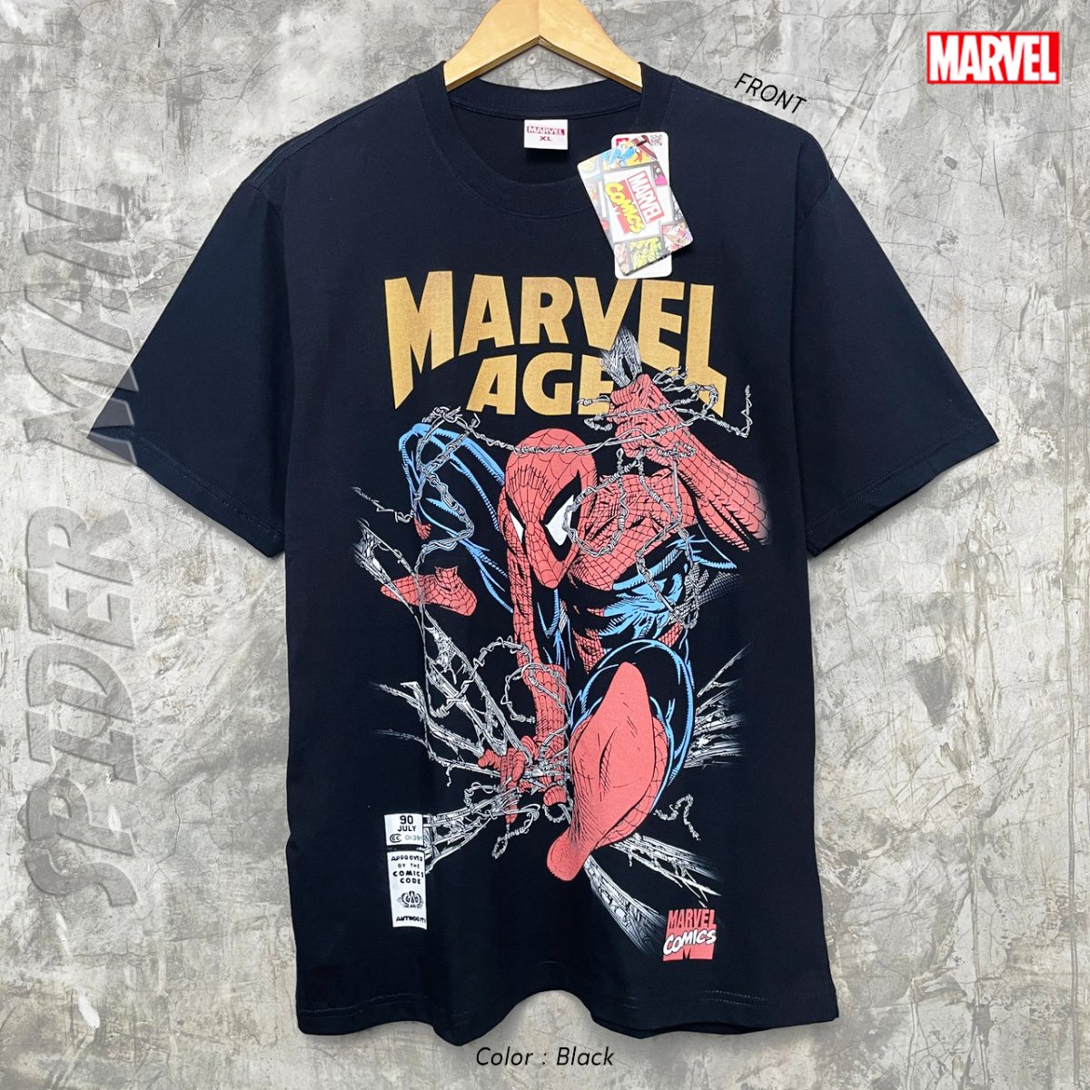 RARE Marvel Mad Engine 3D Venom Spider-Man Symbiote Black T-Shirt Medium