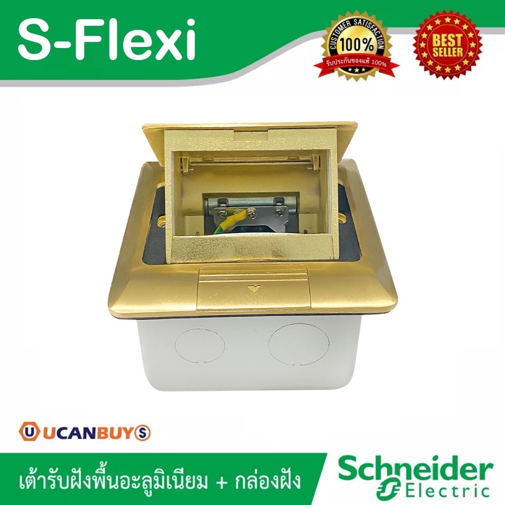 เต้ารับฝังพื้นทองเหลืองพร้อมกล่องฝัง S-Flexi | E227F_BAS