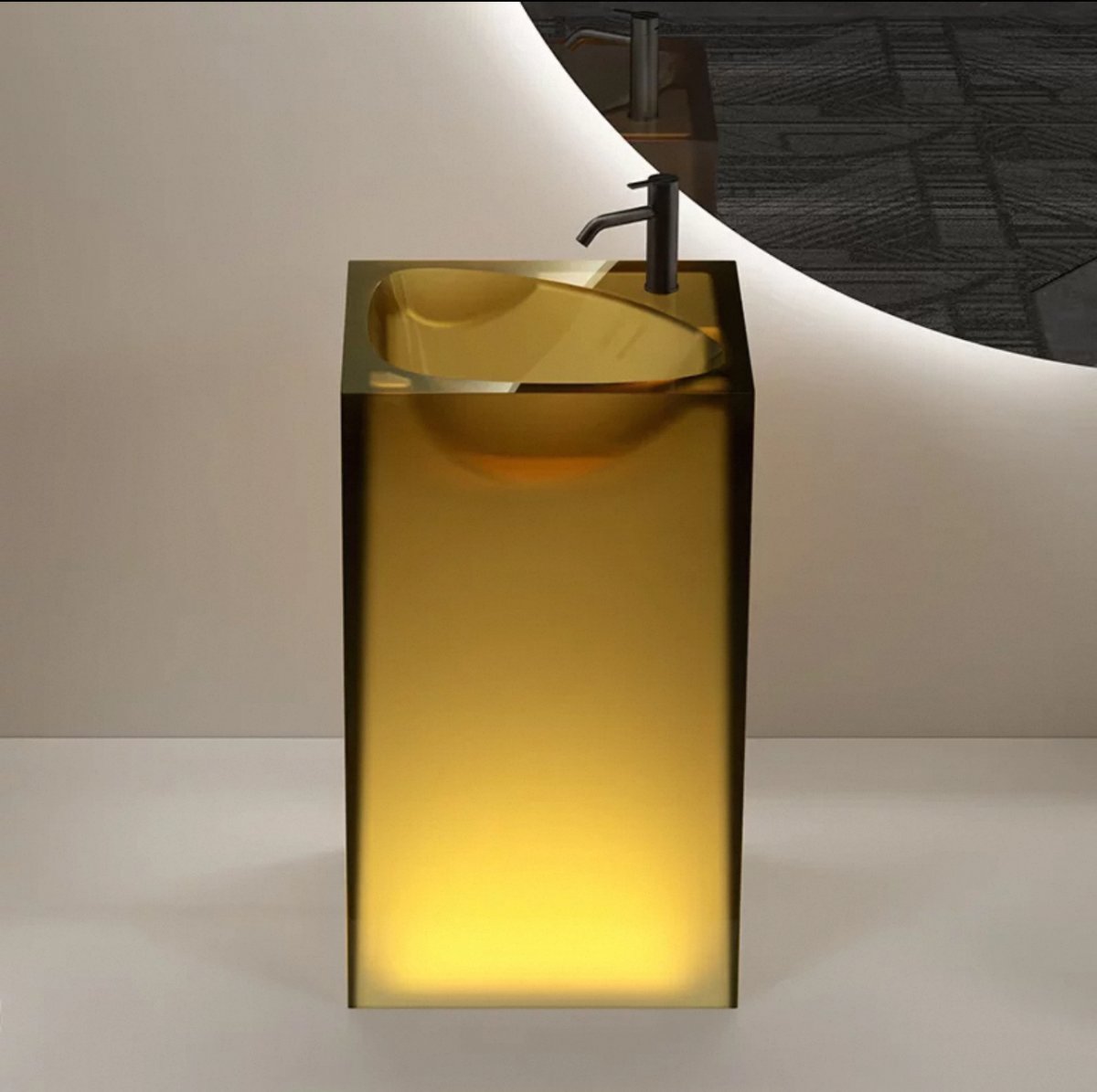 GavynColumn™ Freestanding Transparent Resin Wash Basin