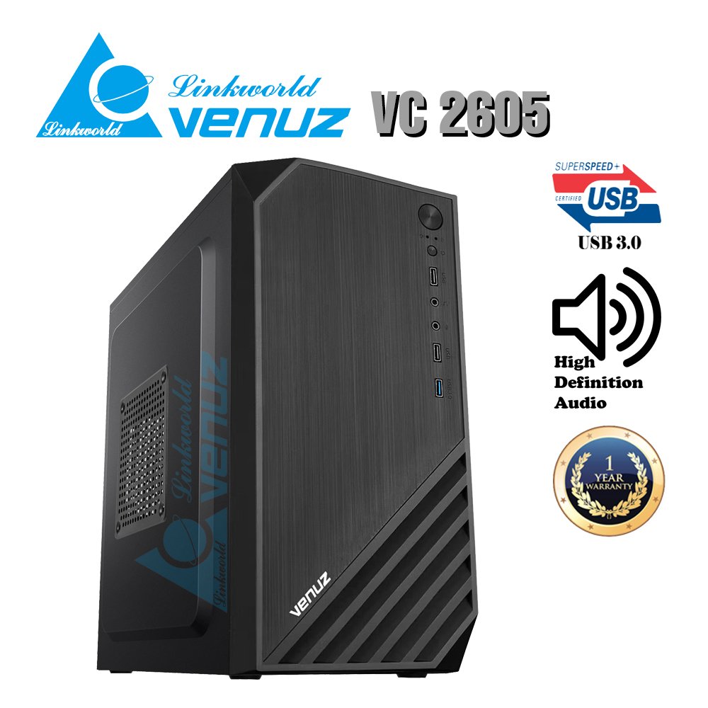 VENUZ micro ATX Computer Case VC 2605 - Black