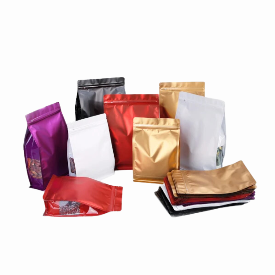 Expandable Colored Zipper Bag, Smooth Base, Clear Sides [260 mic ...