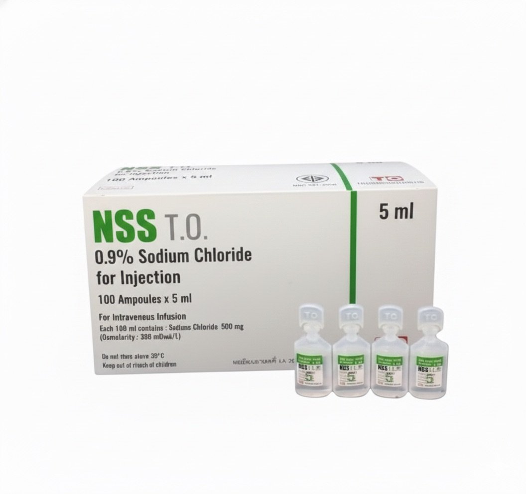 Nss Label NSS 5 ml น้ำเกลือชนิดฉีด ใช้ภายใน Sodium Chloride 0.9% for Injection