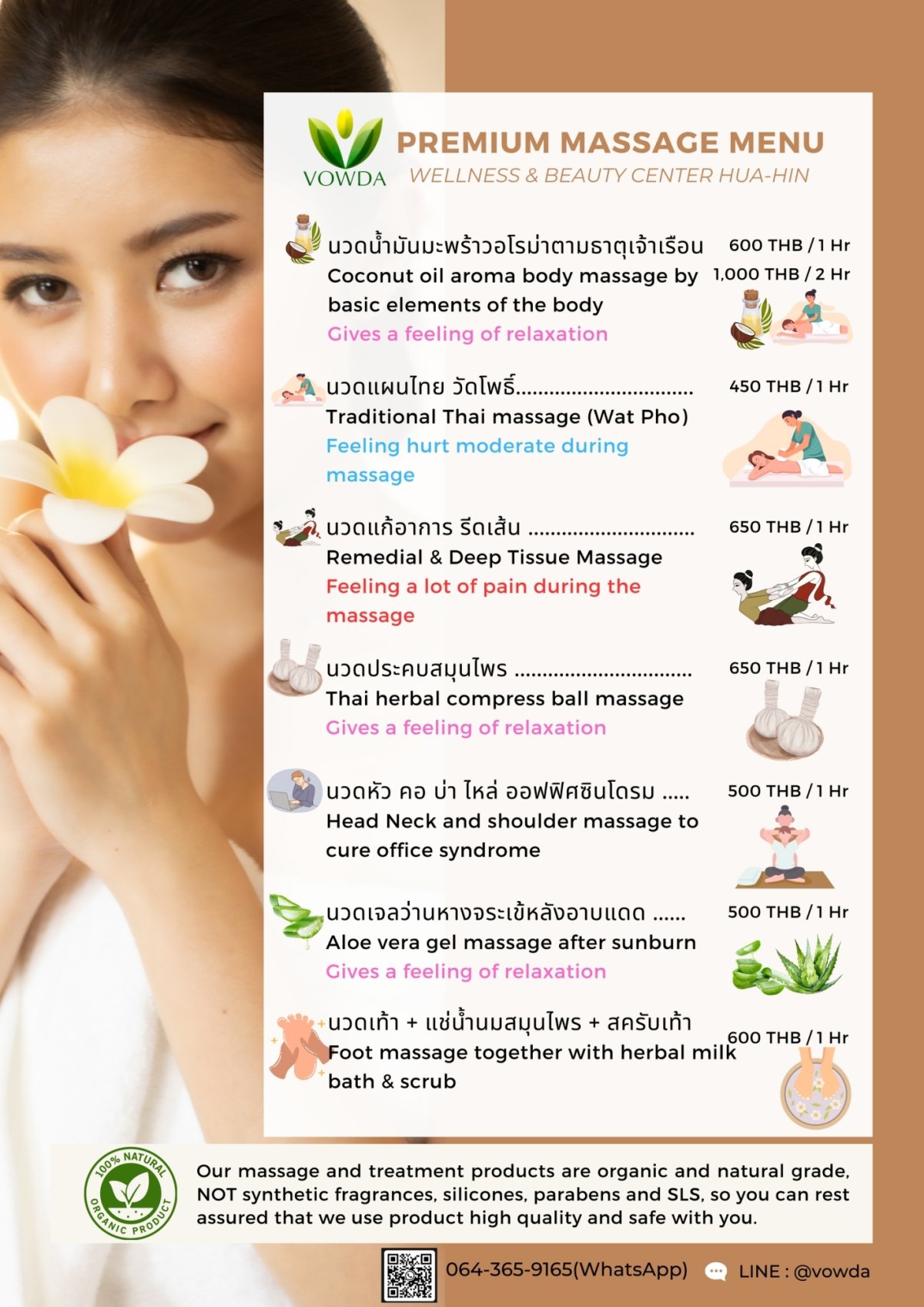 BODY MASSAGE MENU PRICE LIST