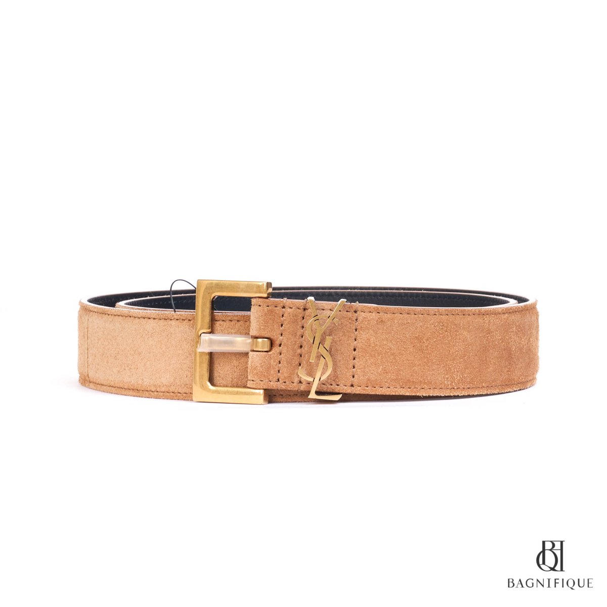YSL BELT 85 BROWN VELVET GHW bagnifiquethailand