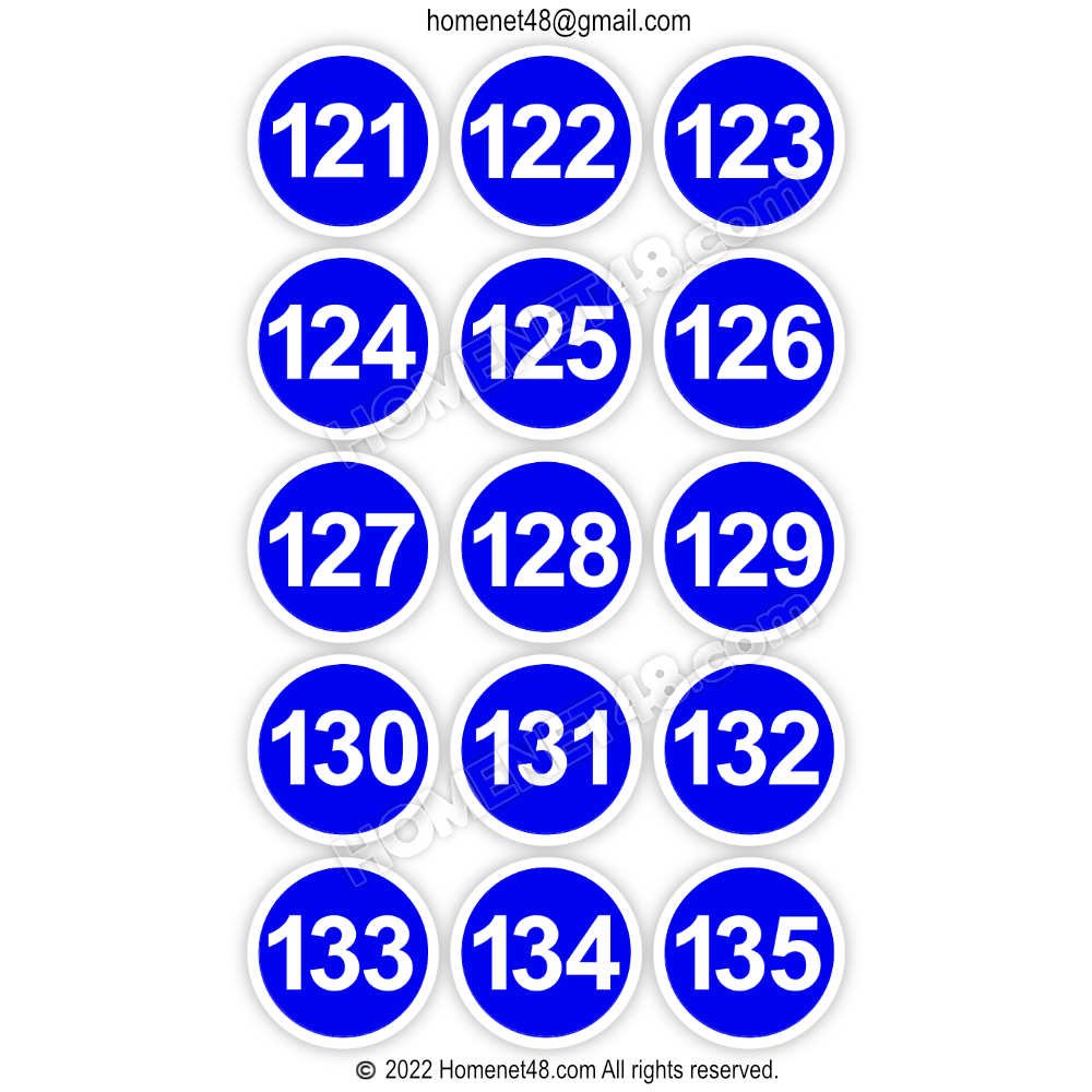 Circle number stickers for the restaurant table