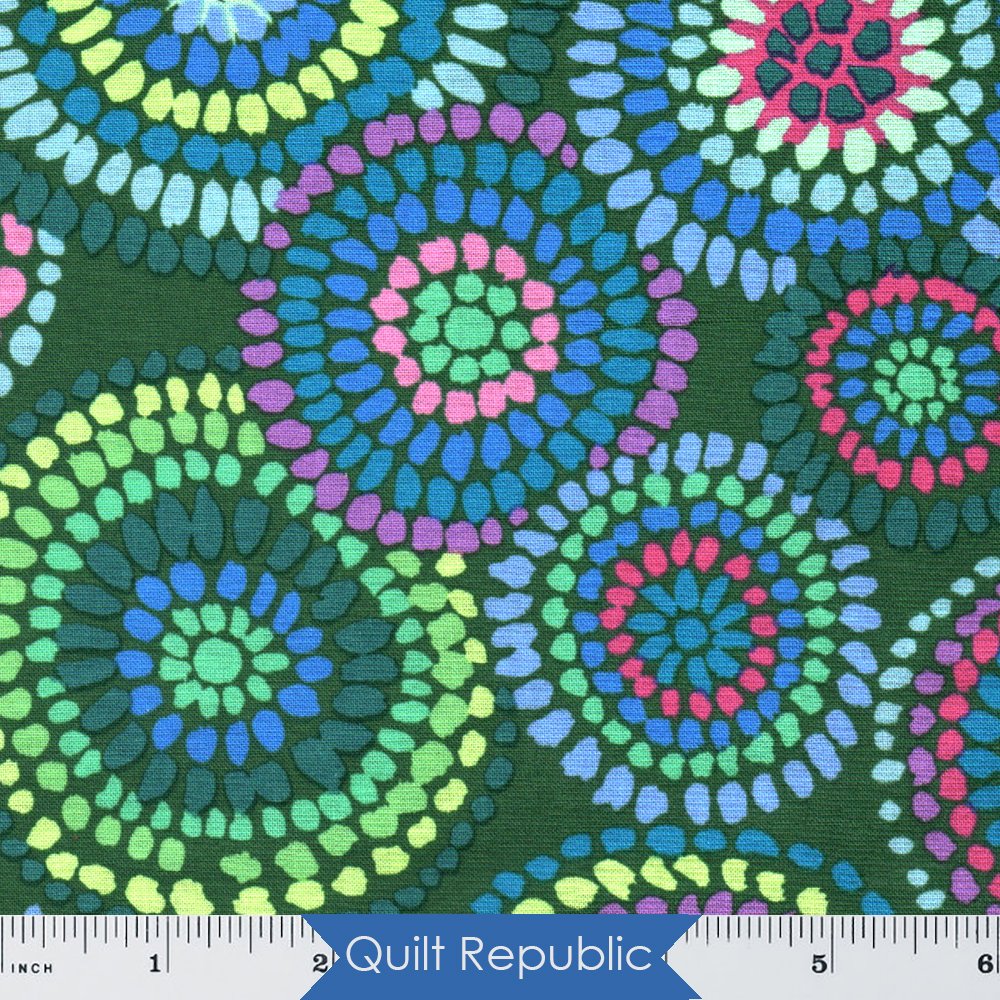 Free Spirits Fabrics Kaffe Fassete Collective Green Mosaic Circles  quilt-republic