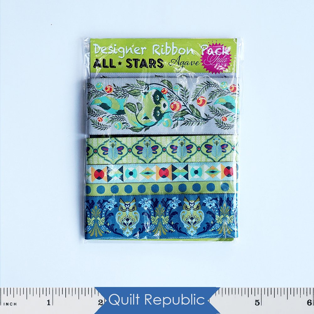 Relena Ribbons Renaissance Ribbons Tula Pink All Stars Agave Designer Ribbon Pack