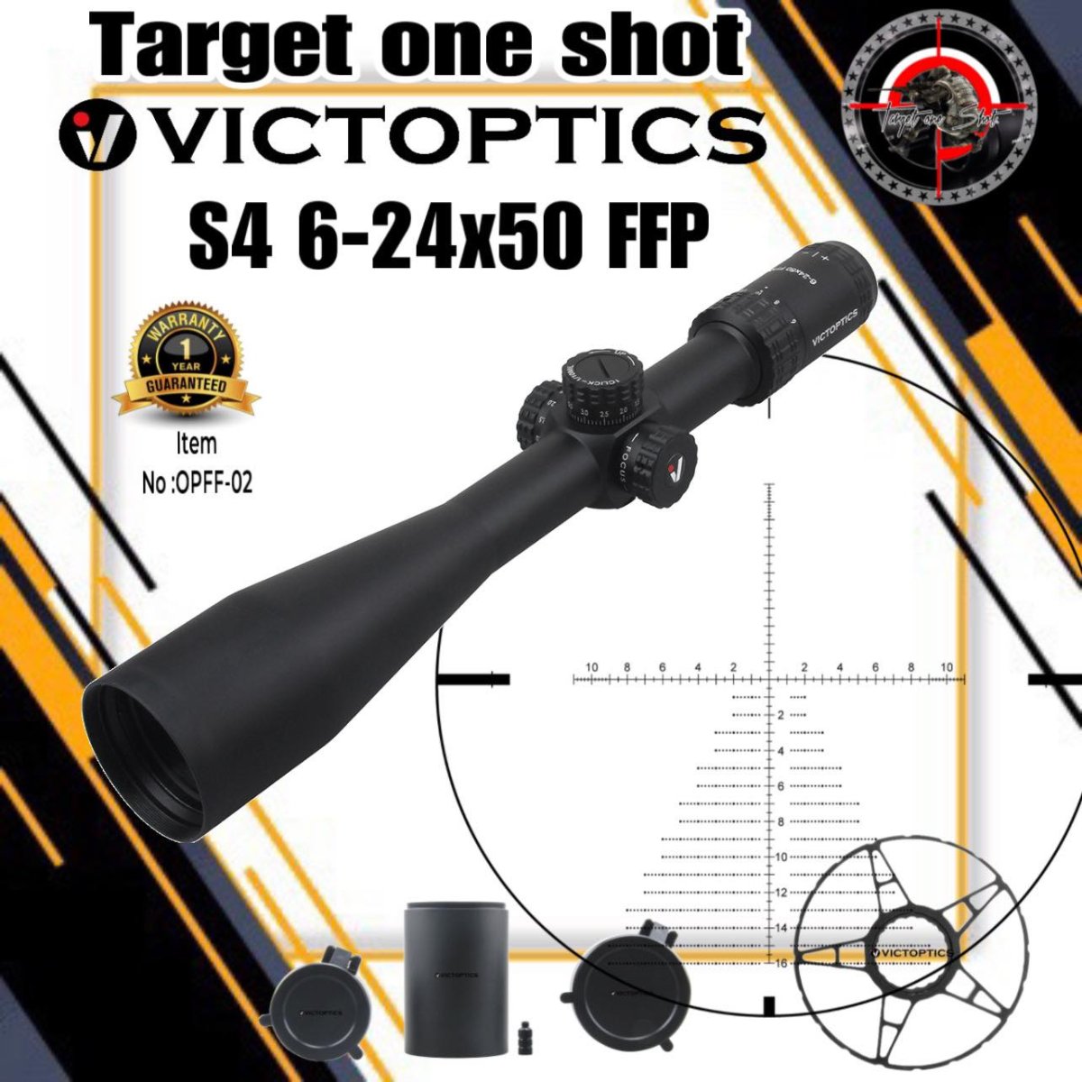Cannocchiale Da Caccia Vector Optics Marksman 6-24x50 FFP - Con Reticolo VPA-MF E Anelli - Foto 5
