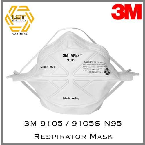 3M 9105 / 9105s Vflex N95 หน้ากากป้องกันฝุ่น ละออง มาตรฐาน NIOSH 1 ...