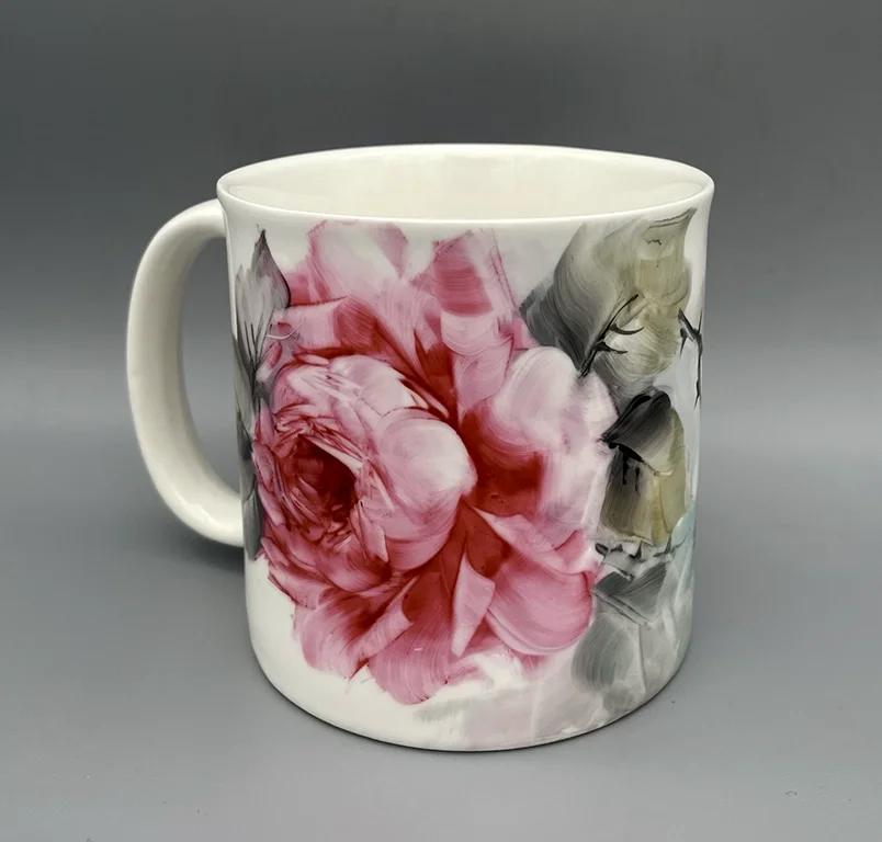 Hand-Painted Roses Porcelain Mug | Elegant Floral Mug