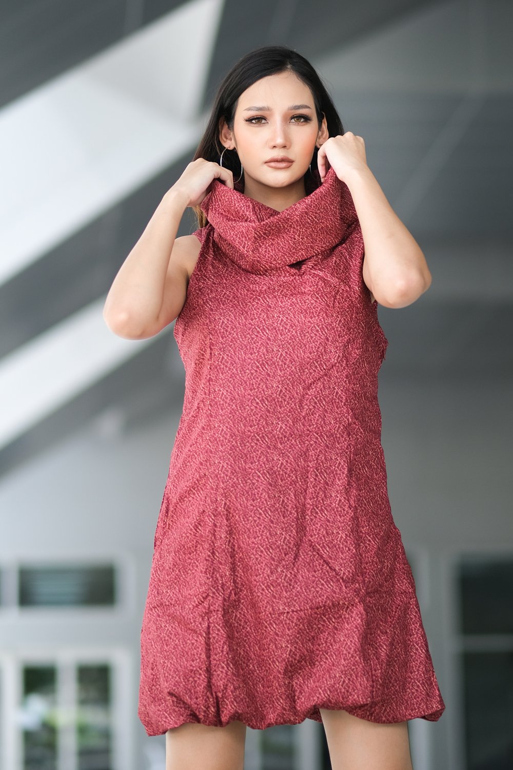 Women's Winter Turtle Neck Balloon Dress - udgoriginal